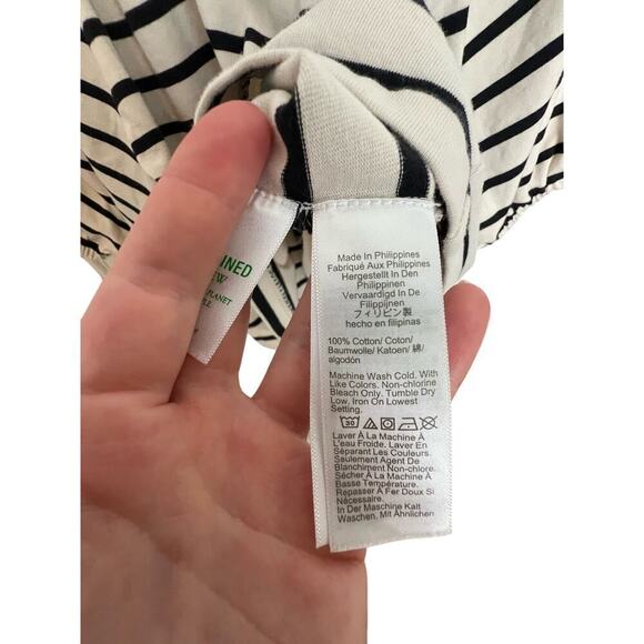 J. Crew Mariner Cloth Puff Sleeve Striped Top White Black Sailor Cotton Womens S - Picture 9 of 11